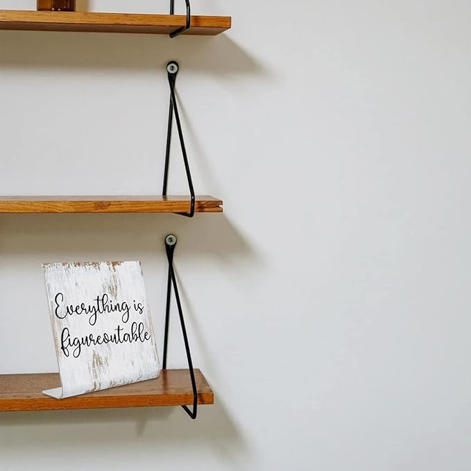 Everything is Figureoutable Sign, Inspirational Gift for Woman, Men, Workers, Friends,Motivational Desk Sign Decorations for Home Office Desk Bar Cubicle Table Shelf Plaque Sign Decor dksg15