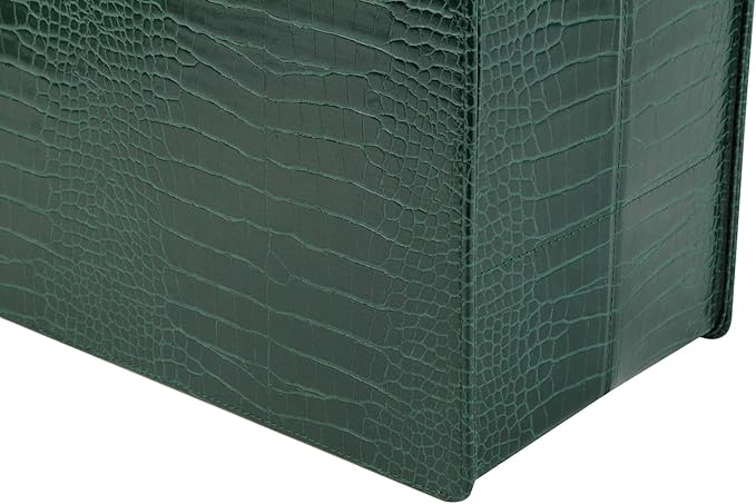 HofferRuffer Magazine Basket Holder, Foldable Magazine Rack, Document File Holder Organizer, File Folder, Newspaper Storage Bin Organizer for Home or Office (Green)