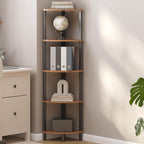 VIMBER Corner Shelf, 5-Tier Corner Bookshelf, Industrial Corner Ladder Shelf, Rustic Display Shelf for Living Room, Bedroom, Kitchen, Home Office, Rustic Brown and Black UJSJ001H
