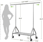 Clothes Rack Load 450 LBS, Heavy Duty Garment Rack, Standing Rolling Metal Hanging Clothes with Sturdy Wheels & Shelves, Silver