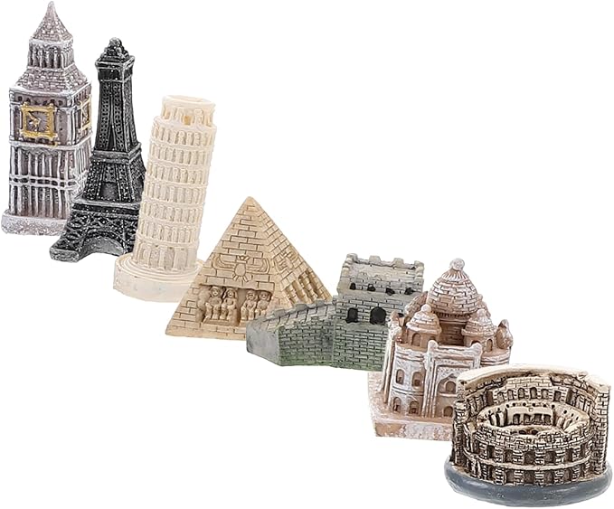 KOMBIUDA 7pcs World-Famous Architectural Model Big Miniature Building Blocks Home Office Decor