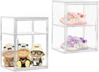 Attelite Large Clear Acrylic Display Case Shoe Storage Boxes With An Adjustable Divider,2 Pack 2 Tiers Clear Plastic Stackable Storage Bins With Lids Display Acrylic Box With Magnetic Door