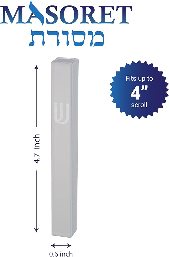 Aluminum Mezuzah Case - White Matte Tone Modern Design 4" 10cm Hebrew Parchment Scroll Case