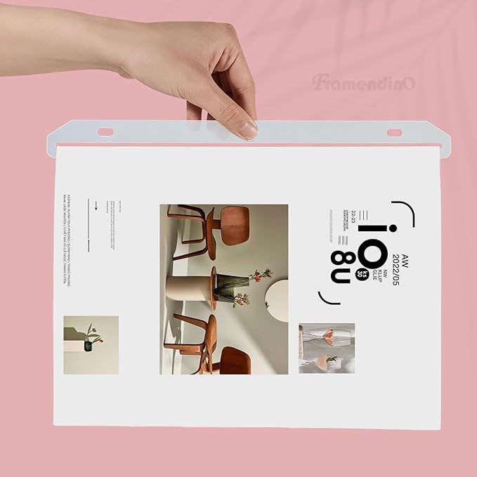 Framendino, 80 Pack 3 Hole Punched Magazine Holders for Ring Binder Organizer Insert Strips File Book Craft Paper