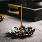 GARMOLY Incense Burner, Incense Holder for Sticks, Brass Lotus Incense Stick Holder and Detachable Ash Catcher