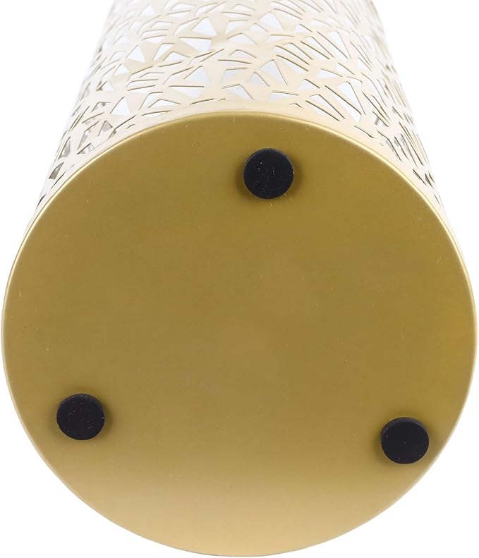 BEIJIALY Metal Umbrella Holder, Umbrella Stand Rack for Entryway, Metal Hollowed Freestanding Round Umbrella Holder Organizer Bin for Home Hotel Office Decor(Gold Medium)