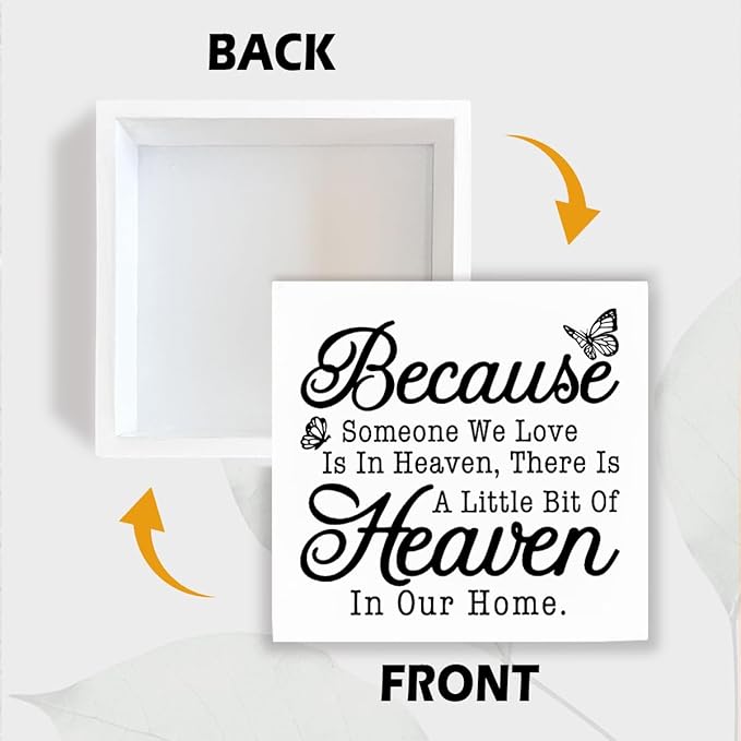 Farmhouse Style Sign, Because Someone We Love Is In Heaven, Bereavement Sign, Sympathy & Memorial Signs, Sympathy Gift, Wood Farmhouse Decor, Box Signs Decor Tabletop, 5.1x5.1inches