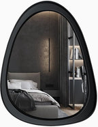 28"x 22" Irregular Wall Mirror, Black Frame Wood Asymmetrical Decorative Wall Mirror for Living Room Bedroom Entryway Bathroom Home Decor
