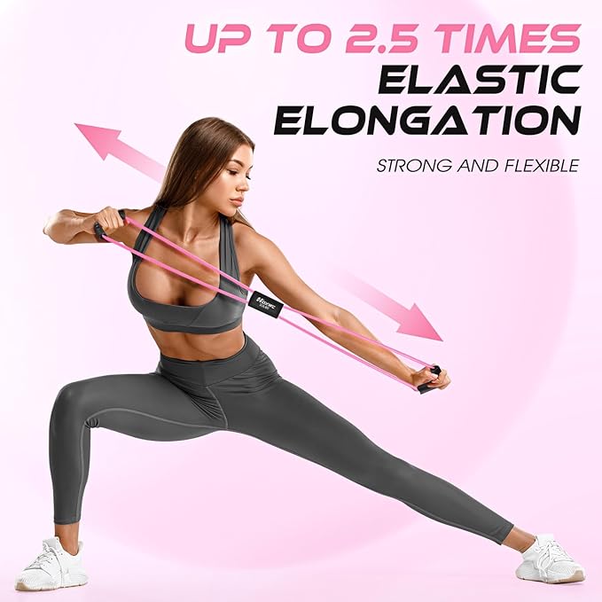 Resistance Bands, Figure 8 Resistance Band, Exercise Bands with Handles, Weights Workout Bands for Arms, Back, Shoulder, Leg, Physical Therapy, Pilates, Home Workout Equipment That Replace Dumbbells