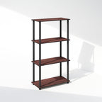 Furinno Turn-N-Tube Book Shelf, 4-Tier Bookshelf, Bookcase with Multipurpose Compact Display Rack, 11.6 x 23.6 x 43.2, for Living Room, Bedroom, Home Office, Dark Cherry/Black