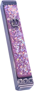 Sparkling Art Glass Mezuzah - Easy Mount Indoor or Outdoor - Weatherproof Metal Case - Gift Box and Non-Kosher Scroll Included - Hand Made in USA - Guaranteed for Life! (Opal Plum)