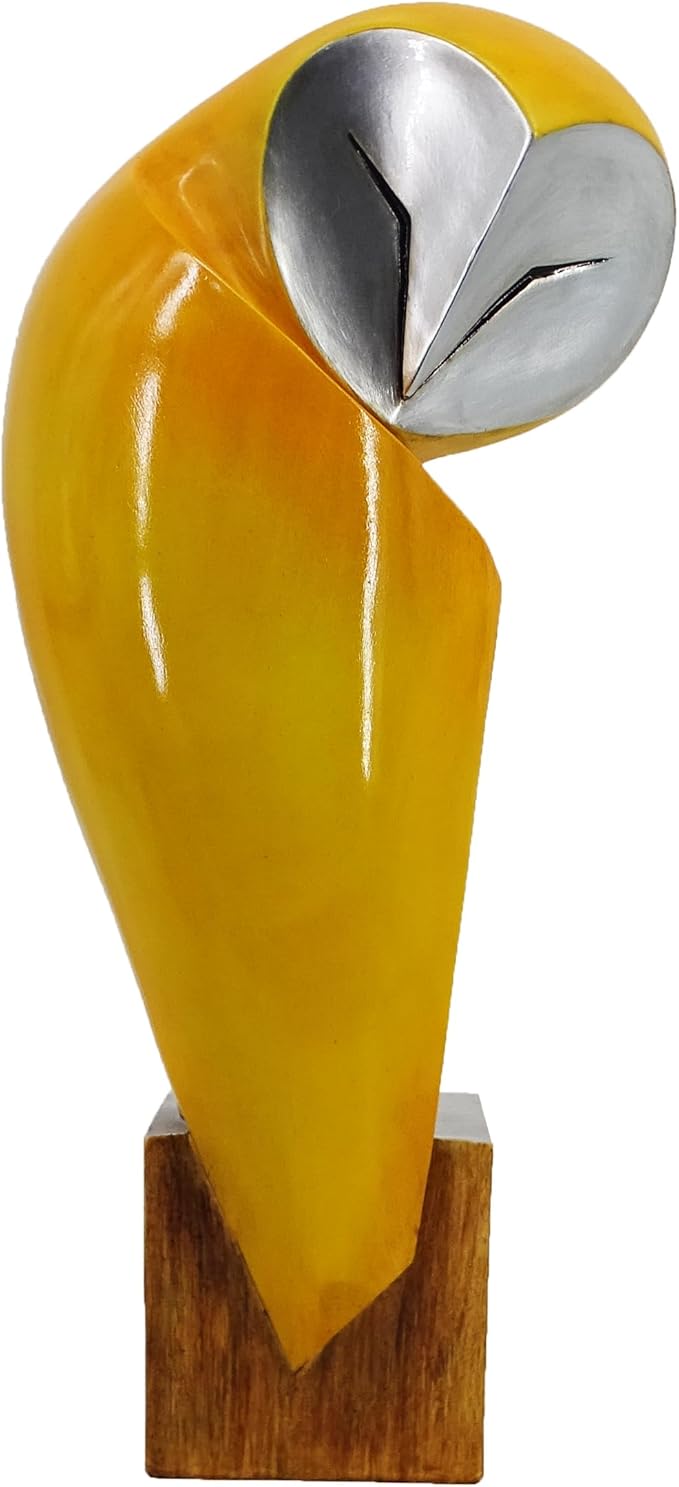 15 Inch Owl Statue for Home Decor Accents Office Decor, Handmade Resin Owl Sculpture for Bookshelf Desktop Mantel Cabinet Living Room Bedroom Decorations