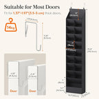 Lifewit 10 Tier Over the Door Shoe Organizer with 19 Large Deep Pockets, Fabric Hanging Shoes Shelf for Closet, Dorm Storage, Fit Up to 20 Pair Shoe Rack Holder for Sneakers, Boots, Black