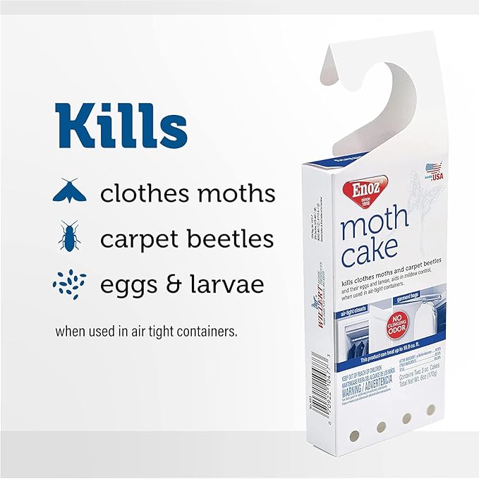 Enoz Moth Cake - 3 Pack (1) Kills Clothes Moths, Carpet Beetles, and Eggs and Larvae