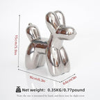 Notakia Large Silver Cute Ceramics Balloon Dog Statue Crafts Living Room Desktop Decorations,Handmade Modern Small Ceramic Animal Statue Ornament Home Decor Accents