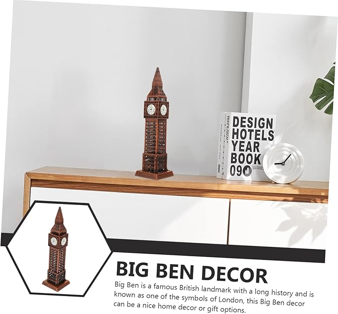 4pcs Vintage Alloy Model Sculpture Landmark Decor for Home Office Decorative Building Ornament in Antique Finish