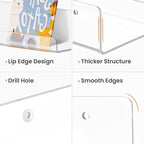 upsimples 6 Pack Acrylic Shelves for Wall Storage, 15" x 4“ Floating Bookshelves for Kids, Display Shelf Organizer for Bathroom, Bedroom, Living Room, Kitchen, Room Decor, Clear