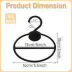 100 Pack Scarf Hanger, 5.5 Inch Plastic Scarf Organizer Space Saving for Closet, Black Multi-Functional Tie Belt Hanging Rack Holder Bulk for Multiple Scarves, Wardrobe Storage
