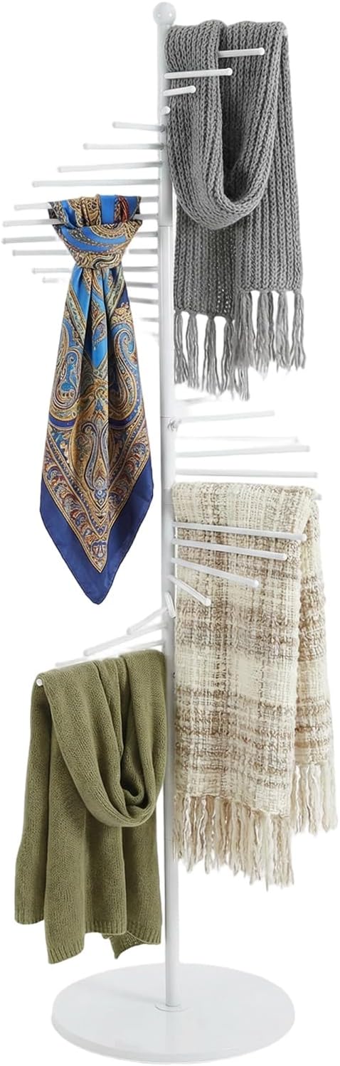 Freestanding Spiral Scarf Rack Stand, Metal Scarf Display Holder with Heavy Base, Scarf Organizer for Closet, for Clothing Store, Apartments, Locker Rooms