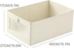 Cotton Linen Drawer Organizer Bins Set of 2 - No Lid Clothes Storage Drawers, Fabric Foldable Stackable Organizers for Closet Bedroom Dorm Underbed Storage