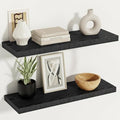 Vivelove Black Floating Shelves 24 Inches Wide, 12" Deep Wall Shelves for Bedroom, Bathroom, Living Room, Kitchen, Office, Rustic Home Decor Shelf with Invisible Brackets, 23.6X12X 1.5, Set of 2