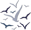 Wesiti 11 Pcs Wooden Seagull Wall Decor Nautical Theme Beach Coastal Art Small Seagull Sea Birds Wall Decor Ocean Adhesive Sculpture Vintage Ornaments for Home Bathroom(Blue)