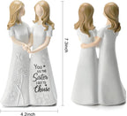 INLOMEM Friendship Gifts for Best Friends Women - Resin Sister Figurines Best Friend Sister Birthday Gift Ideas Unique Gifts for Sisters from Sister - Hand-Painted Figure (White)