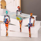 3-Piece Graffiti Abstract Women Thinker Sculptures, Colorful Resin Modern Art Figurines for Home Living Room Office Shelf Table Desk Bookshelf Decor