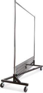 Econoco Commercial Garment Rack - Rolling Clothes Rack, Heavy Duty (Z Rack with Base Shelf, Black)