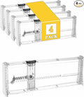 4 Pack Drawer Dividers for Clothes, 3.94" High 14.94"-21.26" Adjustable Expandable Dresser Drawer Organizer, Clear Plastic Separators for Dresser, Baby Clothing, Underwear, Cosmetic