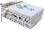 LIVDUCOT Rustic Decorative Coffee Table Books for Home, Wood Book Stack Decor Set of 3, Farmhouse Mantel Decor, Christian Gifts (May God Bless This Home And All Who Enter)