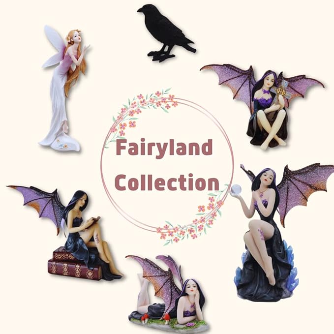 Comfy Hour 7" Dark Fairy Sitting on Skull Figurine, Gothic Fantasy Statue with Mystical Wings, Unique Home Office Desktop Decor Accent, Polyresin Artisan Crafted Sculpture, 1 Unit