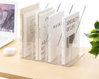 Acrylic Magazine Holder, 2PCS File Magazine & Book Storage Rack for Office Desk, Clear Book Organizer with 3pcs Silicone Automatic Bookmarks (2)