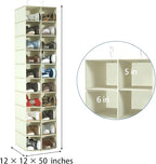 coastal rose Hanging Shoe Organizer for Closet, 20 Sections Hanging Closet Organizers and Storage Shelves, Space Saving Shoe Storage Rack Holder, Beige, 12''W×12''Dx 50''H