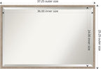 Amanti Art White Wall Mirror 25x37 Hardwood Wedge White Wash Rectangle Bathroom Mirror for Wall Decor Living Room, Large Country Rustic Wood Frame, Hangs Horizonally and Vertically, Bathroom Decor,
