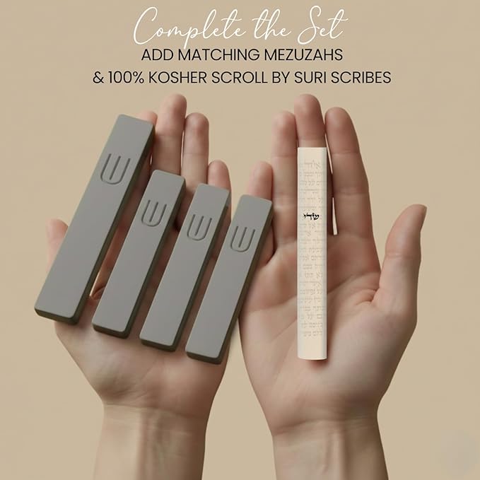 SURI Mezuzah for Door with Scroll – 6 Inch Modern Mezuzah Case with Non Kosher Scroll Included, Fits up to 5” Scroll, Easy Adhesive Installation, Gift Box Included