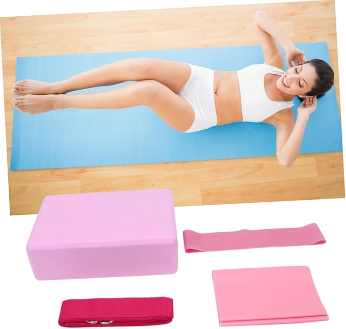 KICHOUSE Yoga Accessories Stretch Band Latex Pull Towel Resistance Ring Kit for Home Workouts Lightweight Pink Yoga Tool Kit for Fitness Enthusiasts