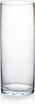 WGVI Quality Thick Clear Cylinder Glass Vases, 3" W x 8" H, Bud Vase Skinny Narrow Floral Bouquet Flower Container for Wedding Centerpieces Tabletop Home Accent Décor Brush Pen Holder, 1 Piece