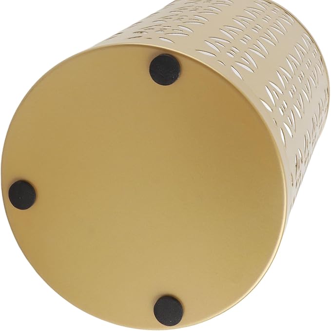 Zerodis Large Round Hollow Design Metal Umbrella Holder, Stylish Gold Finish Steel Umbrella Stand for Entryway, Home Office, and Outdoor Use (S)