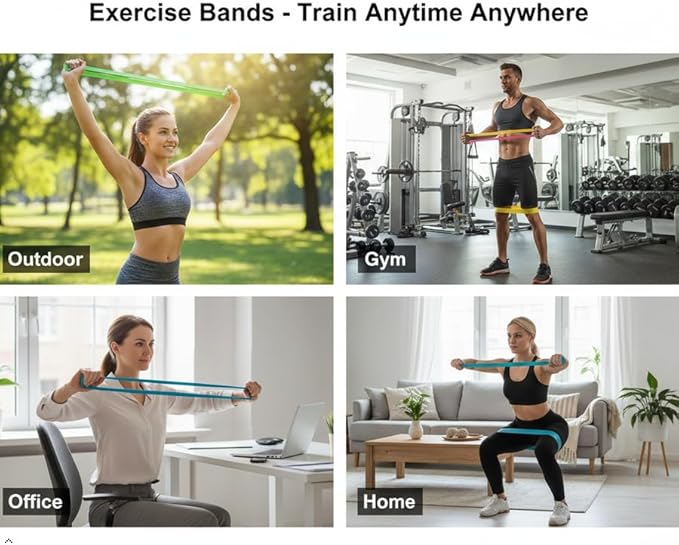 New Horrizon Resistance Bands Resistance Loop Exercise Bands for Working Out, Set of 5 with Carry Bag – Strength Training & Physical Therapy Bands for Men & Women – Home Gym & Yoga – Lifetime Support