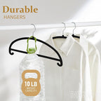 MIZGI 50 Pack Black Velvet Hangers - No Shoulder Bumps, Heavy Duty Non-Slip Chrome Hooks for Jackets, Coats, Pants