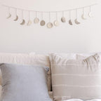 BASE ROOTS Moon Phase Wall Decor, Celestial Décor, Moon Décor & Boho Wall Décor, Silver Wall Art for Bedroom & Living Room, Bohemian Wall Decor, Handmade Hammered Metal 36" 13 Phases Moon Wall Decor, Gift for Women & Kids