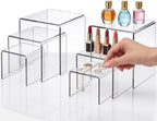 Fixwal 2 Set Acrylic Display Risers Cupcake Stands Clear Dessert Table Display Set, Display Shelf for Funko POP Figures-3"x4"x5"