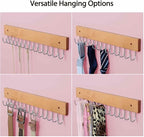 Wall Mounted Necklace Holder, Farmhouse Style Necklace Holder, Tangle Free Wall Jewelry Organizer with 28 Hooks(2 Packs,Natural)