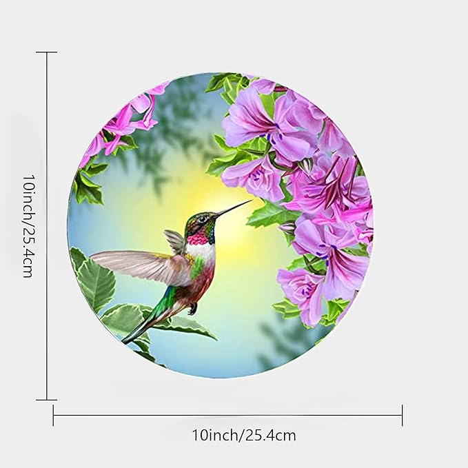 ALALAL 10 inch Bird Hummingbird Pink&Purple Flowers Decorative Plate Decorative Ceramic Plates Home Wobble-Plate with Display Stand Decoration Household Plates Decorative