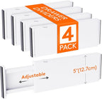 Lifewit 4 Pack 5" High Drawer Dividers 34-56cm/13.5-22" Adjustable Drawer Organizer for Clothes/Utensils, Expandable Drawer Separator in Dresser/Kitchen/Bedroom/Office Organization & Storage White