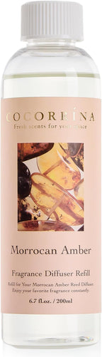 COCORRÍNA Reed Diffusr Refill - Moroccan Amber 6.7 oz. Scented Oil for Reed Diffuser Home Fragrance for Bedroom, Bathroom Home Decor