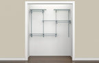 ClosetMaid ShelfTrack Wire Closet Organizer System, Adjustable from 5 to 8 Ft., With Shelves, Clothes Rods, Hardware, Durable Steel, Satin Chrome