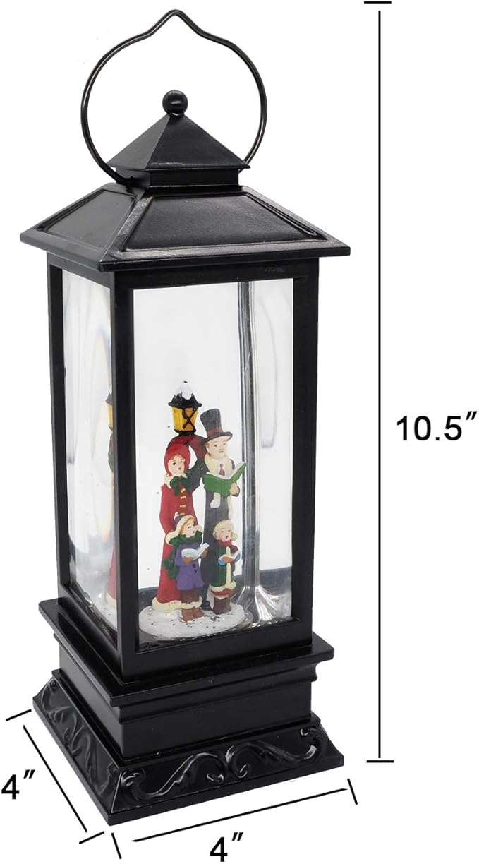 Wondise Christmas Lighted Musical Snow Globes Lantern with Timer, 12 Inches USB Powered and Battery Operated Spinning Water Glittering (Choir)