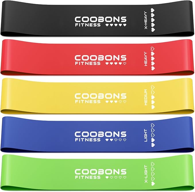 Resistance Bands for Working Out, Exercise Bands Resistance Bands Set with 5 Resistance Levels, Latex Loop Bands for Women Men, Workout Bands for Legs, Glutes, Strength Training, Yoga, Home Gym